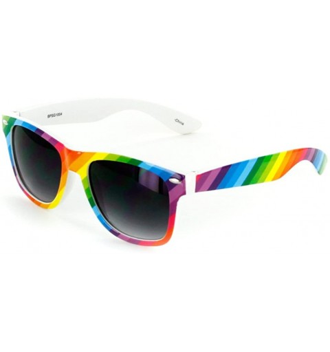 Wayfarer "Good Times" Retro Square 52mm Sunglasses - Rainbow W/ Smoke Lens - C211J9X9VXN $50.46