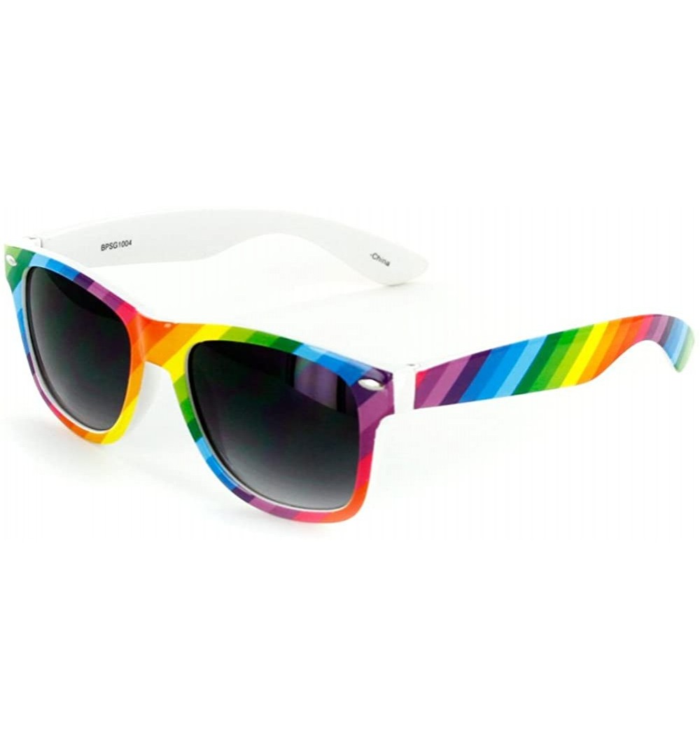 Wayfarer "Good Times" Retro Square 52mm Sunglasses - Rainbow W/ Smoke Lens - C211J9X9VXN $21.97