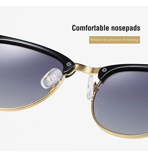 Semi-rimless Retro Classic Semi Rimless Polarized Sunglasses Women Men - Black - CS190S8MSMG $9.81