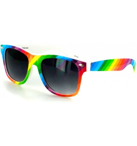 Wayfarer "Good Times" Retro Square 52mm Sunglasses - Rainbow W/ Smoke Lens - C211J9X9VXN $21.97