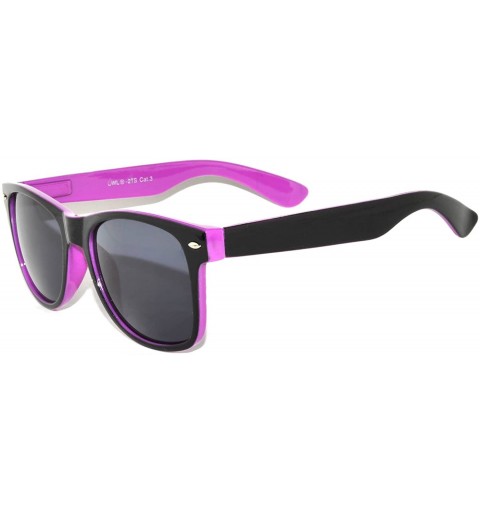 Wayfarer Classic Retro Two - Tone Vintage Smoke Lens Sunglasses UV Protectin - Purple - CK11P8QWIIF $12.35