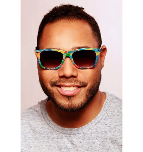 Wayfarer "Good Times" Retro Square 52mm Sunglasses - Rainbow W/ Smoke Lens - C211J9X9VXN $21.97