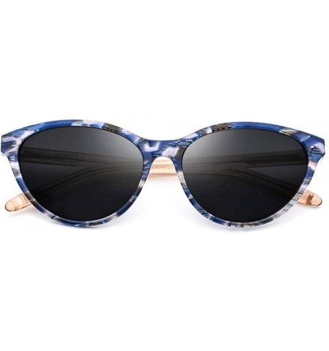 Cat Eye Acetate Polarized Sunglasses Mirror Cat Eye Sun Glasses for Women 9111 - Blue - CA18NQ2NKT5 $30.24