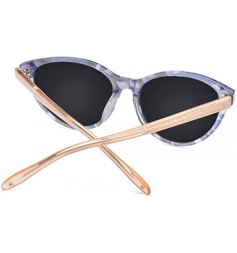 Cat Eye Acetate Polarized Sunglasses Mirror Cat Eye Sun Glasses for Women 9111 - Blue - CA18NQ2NKT5 $30.24