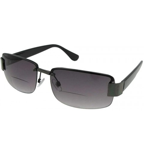 Rectangular Fashion Bifocal Sunglasses B4 - Pewter Frame-gray Lenses - CX18CUNA7U6 $33.08