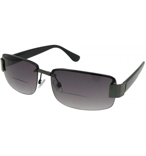 Rectangular Fashion Bifocal Sunglasses B4 - Pewter Frame-gray Lenses - CX18CUNA7U6 $17.31