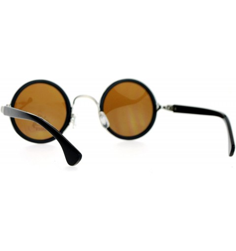 Round Unisex Sunglasses Clear Lens Glasses Round Circle Vintage Frame - Black Silver (Brown) - C1188ANYG6G $7.61