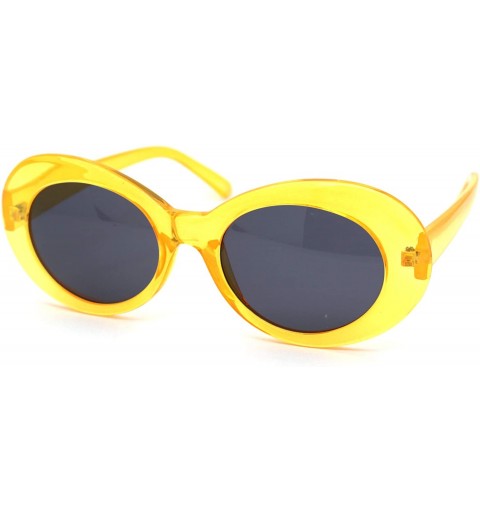 Oval Womens Mod Thick Plastic Oval Round Designer Sunglasses - Orange Black - CO18YH4CDK8 $9.10