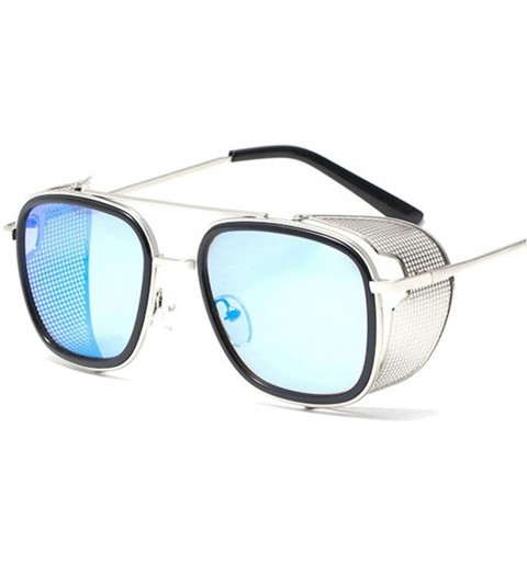 Square Fashion Sunglasses Designer Protection Eyewear - Blue - CQ18A2SMLSG $10.50