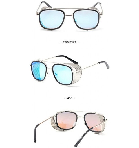 Square Fashion Sunglasses Designer Protection Eyewear - Blue - CQ18A2SMLSG $10.50