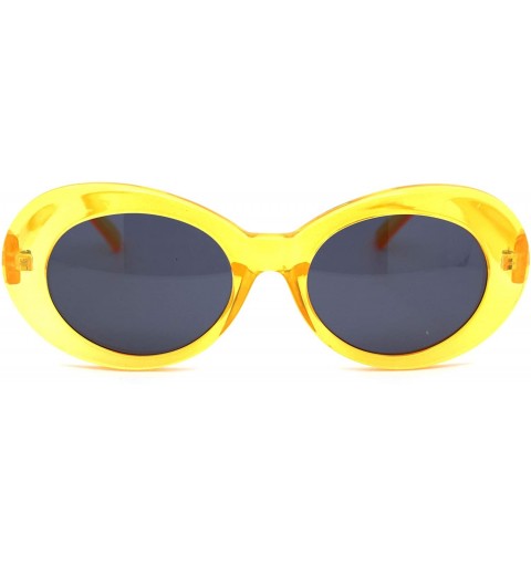 Oval Womens Mod Thick Plastic Oval Round Designer Sunglasses - Orange Black - CO18YH4CDK8 $9.10