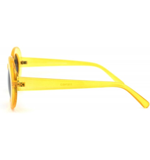 Oval Womens Mod Thick Plastic Oval Round Designer Sunglasses - Orange Black - CO18YH4CDK8 $9.10