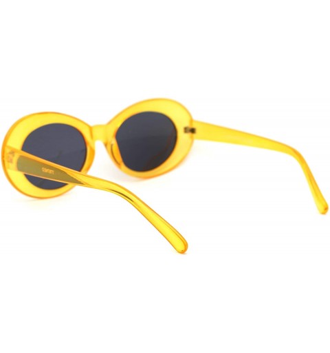 Oval Womens Mod Thick Plastic Oval Round Designer Sunglasses - Orange Black - CO18YH4CDK8 $9.10
