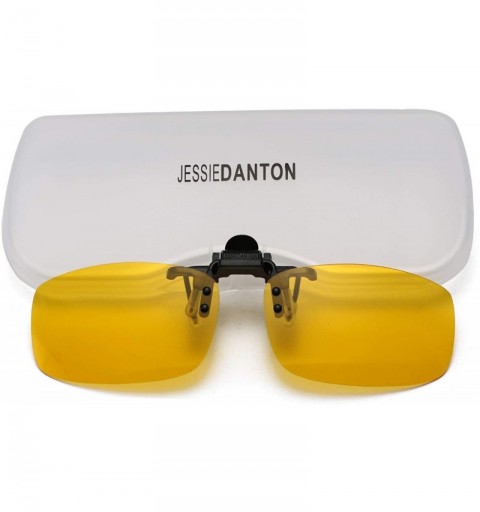 Goggle Polarized Clip-on Flip Up Metal Clip Rimless Sunglasses for Prescription Glasses - Yellow(night) - CX17YHD457U $11.80
