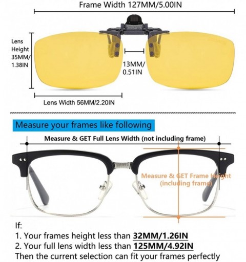 Goggle Polarized Clip-on Flip Up Metal Clip Rimless Sunglasses for Prescription Glasses - Yellow(night) - CX17YHD457U $11.80