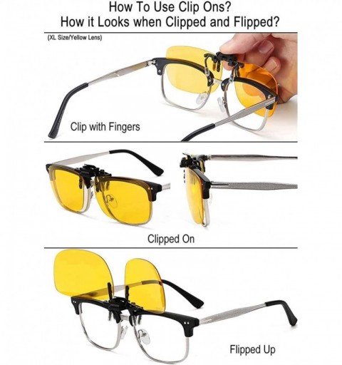 Goggle Polarized Clip-on Flip Up Metal Clip Rimless Sunglasses for Prescription Glasses - Yellow(night) - CX17YHD457U $11.80