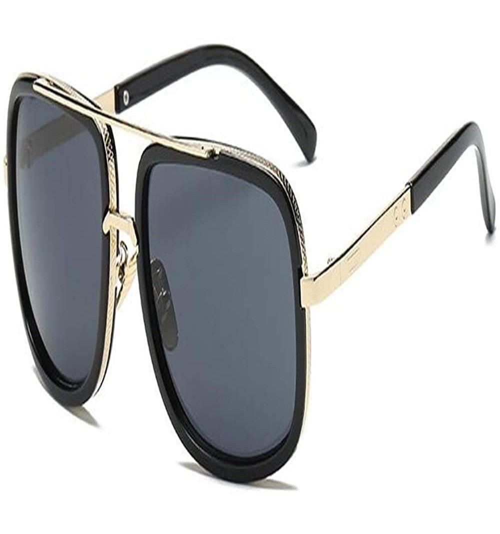 Square Fashion Big Frame Sunglasses Men Square Fashion Glasses for Women Retro Sun Glasses Vintage - 1 - CV18R9LENMA $32.58