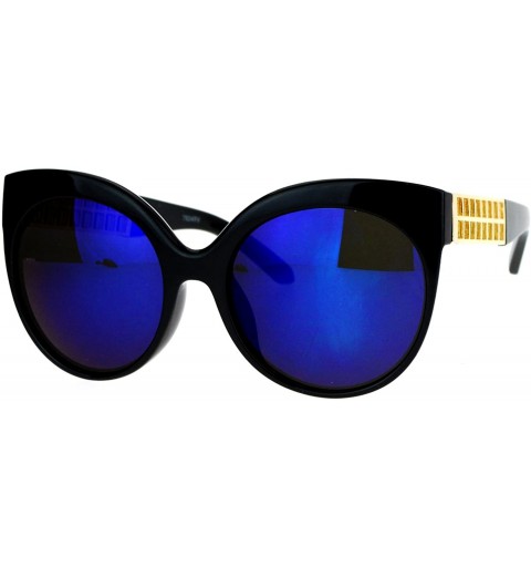 Butterfly Womens Sunglasses Oversized Round Butterfly Fashion UV400 Mirror Lens - Black - CT187DYN28D $19.35