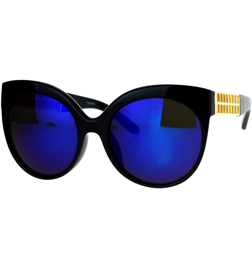 Butterfly Womens Sunglasses Oversized Round Butterfly Fashion UV400 Mirror Lens - Black - CT187DYN28D $9.28