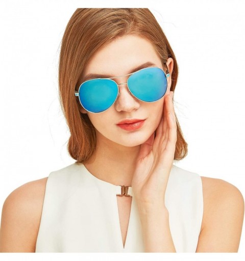 Aviator Sunglasses for Women - Aviator Sunglasses - UV400 Protection Lens - 61MM - Metal Frame - Ultra Lightweight - CS123KS2...
