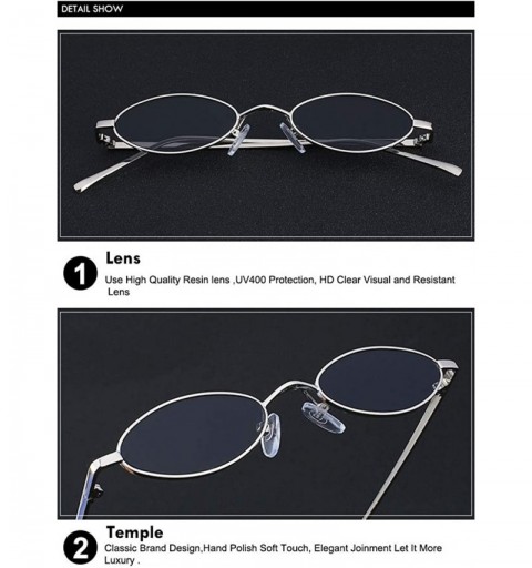 Oval Oval Ultra Thin Small Skinny Slim Narrow Metal Frame Sunglasses Colored Lens - Silver-mirror - C318HZQ54NR $12.07