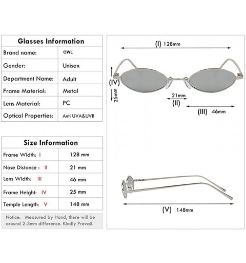 Oval Oval Ultra Thin Small Skinny Slim Narrow Metal Frame Sunglasses Colored Lens - Silver-mirror - C318HZQ54NR $12.07