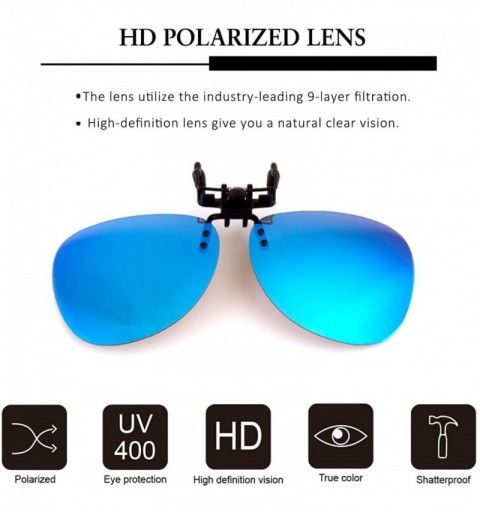 Aviator Clip-on Flip Up Polarized Rimless Pilot Sunglasses Over Prescription Glasses for Men Women - CW18N9HS0AN $12.51