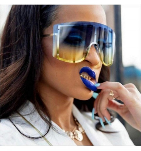 Goggle Fashion Oversize Sunglasses Gradient Glasses - Blue&green - C8190NZZLR6 $18.01