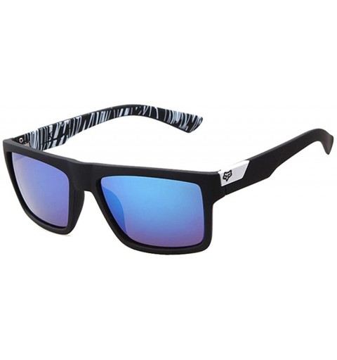 Wayfarer Wayfarer Sunglasses Classic 80's Vintage Colorful Art Arm Lens 50mm - Black/Blue - CI12FU83O1P $14.59