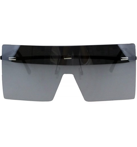 Rimless Futuristic Rimless Shield Color Mirror Lens Robotic Metal Rim Sunglasses - Silver Mirror - CB18GLZGMY2 $14.40
