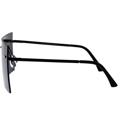 Rimless Futuristic Rimless Shield Color Mirror Lens Robotic Metal Rim Sunglasses - Silver Mirror - CB18GLZGMY2 $14.40