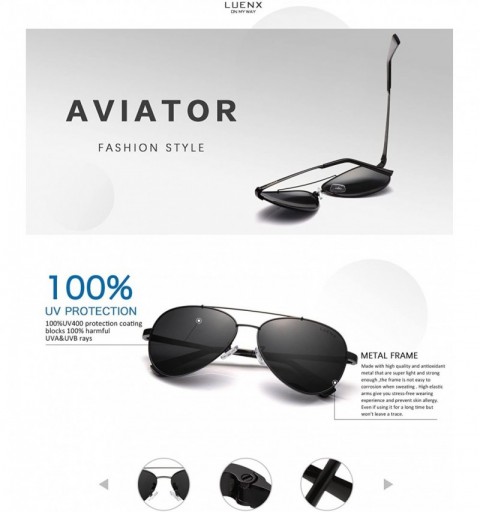Square Aviator Sunglasses for Men Women Polarized - UV 400 Protection with case 60MM - 13-all Black/Without Case - CO186R0NZ8...