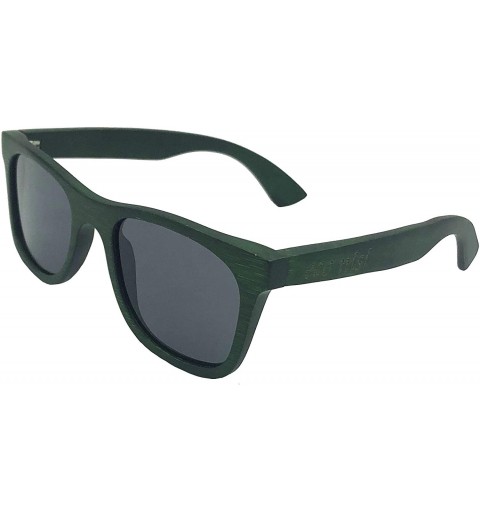 Oval Bamboo Wood Green Sunglasses with Bamboo Case - CN192NUQ6EH $66.01