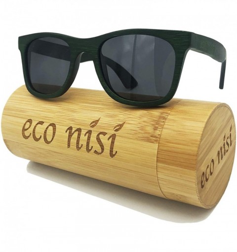 Oval Bamboo Wood Green Sunglasses with Bamboo Case - CN192NUQ6EH $30.65
