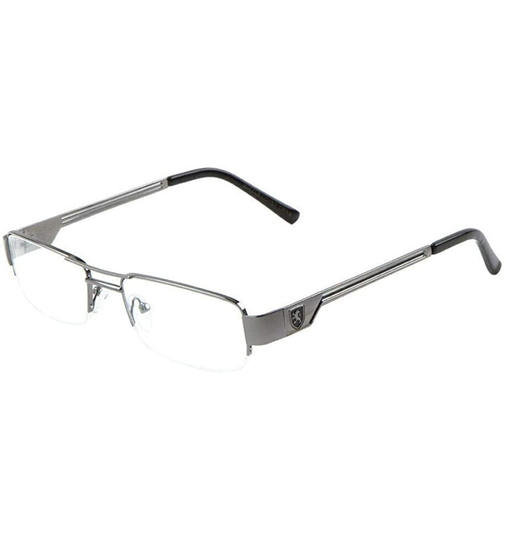 Semi-rimless Khan Slim Half Rim Rectangular Luxury Sunglasses Clear Lenses - Gunmetal & Black Frame - CR18X73QLL0 $12.02