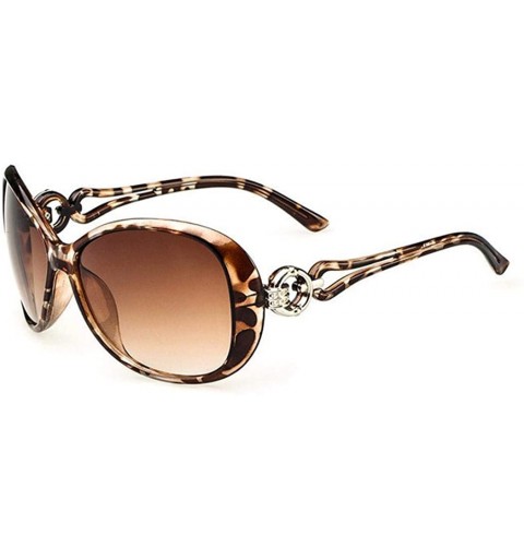 Oval Women Fashion Sunglasses UV400 Protection Outdoor Driving Eyewear Sunglasses Polarized - Coffee + Leopard Print - CC197I...