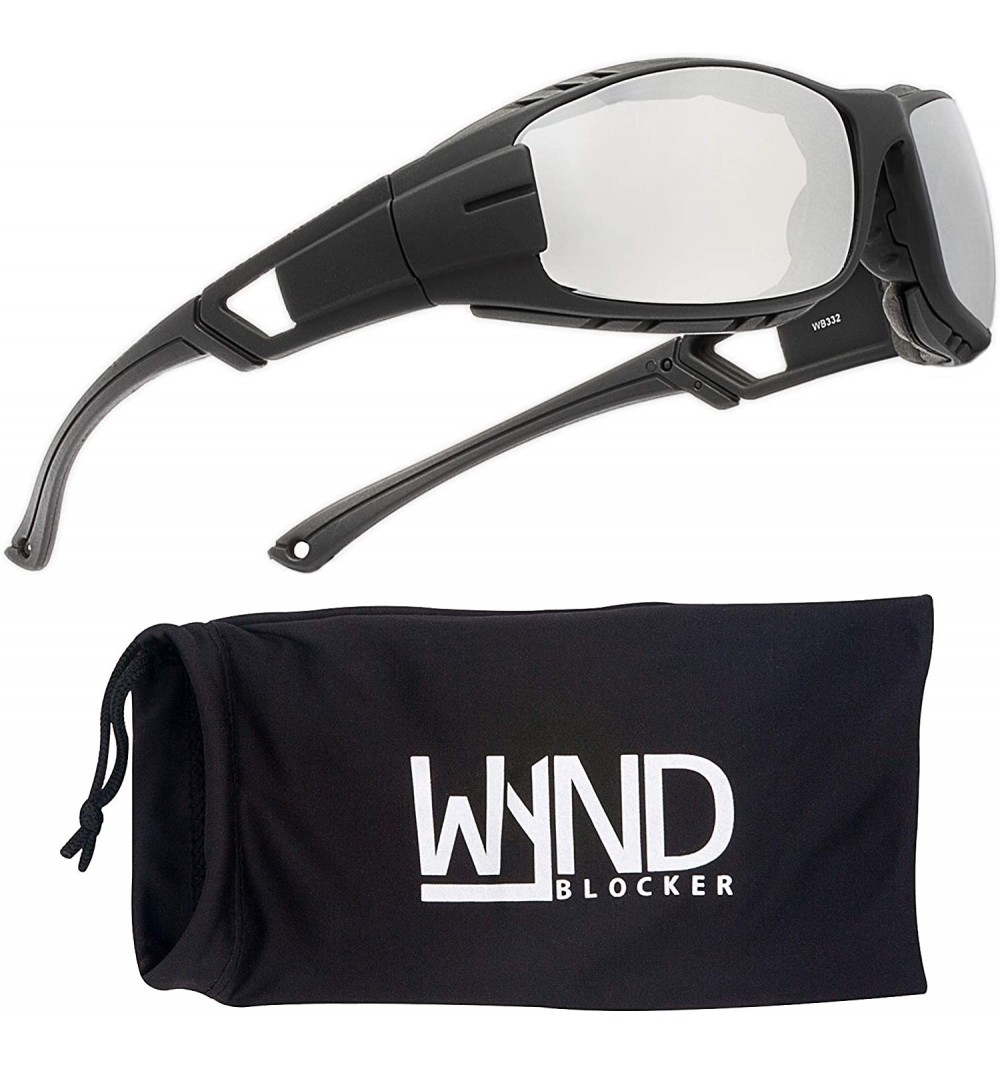 Wrap Airdam Sunglasses Motorcycle Riding- Sports- Driving- Cycling Wrap - Black - Silver Mirror - C1196MW3749 $15.16