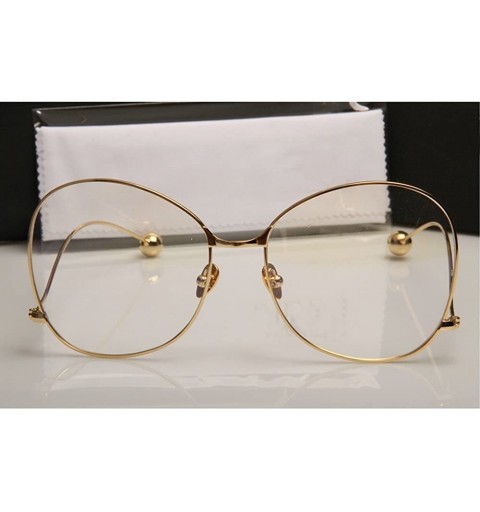 Oversized Inspired Bead Circle Oversize Clear Lens Metal Frame Sunglasses with case - yhl - Gold-clear - CA12MASVKSG $14.02