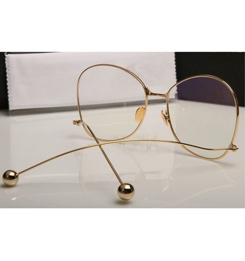 Oversized Inspired Bead Circle Oversize Clear Lens Metal Frame Sunglasses with case - yhl - Gold-clear - CA12MASVKSG $14.02