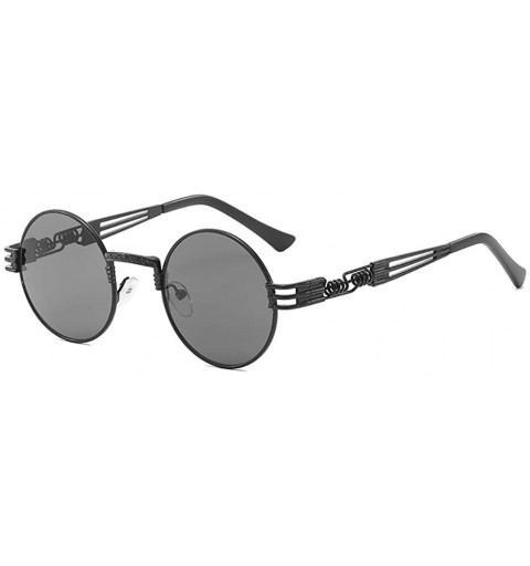 Oval Retro Gothic Steampunk Sunglasses-Metal Circle Polarized Sun Glasses Unisex - A - CJ190O75S2K $66.22