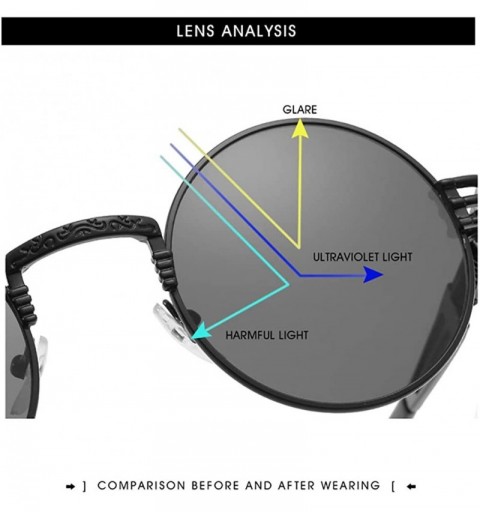 Oval Retro Gothic Steampunk Sunglasses-Metal Circle Polarized Sun Glasses Unisex - A - CJ190O75S2K $32.34
