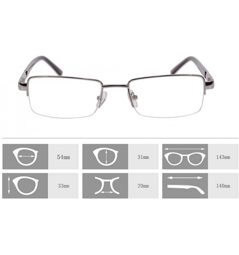 Rectangular Metal Frame Blue Light Blocking Reading Glasses 1.56 Lenses-6334 - C117YI2M2DE $15.26