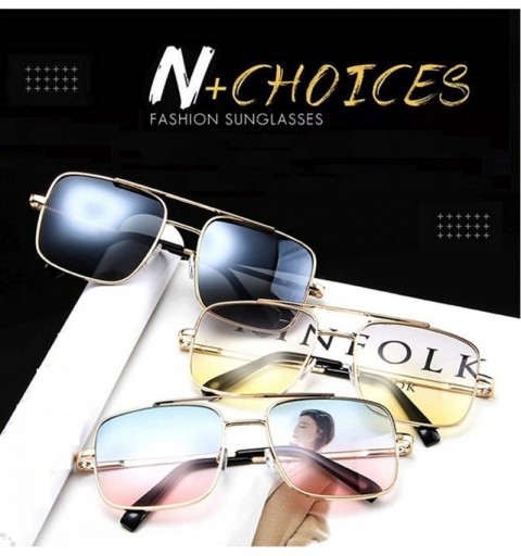 Oversized Rectangle Metal Sunglasses for Women Men Nonpolarized UV Protection MLSGD005 - Red - C518WGY20MW $10.92