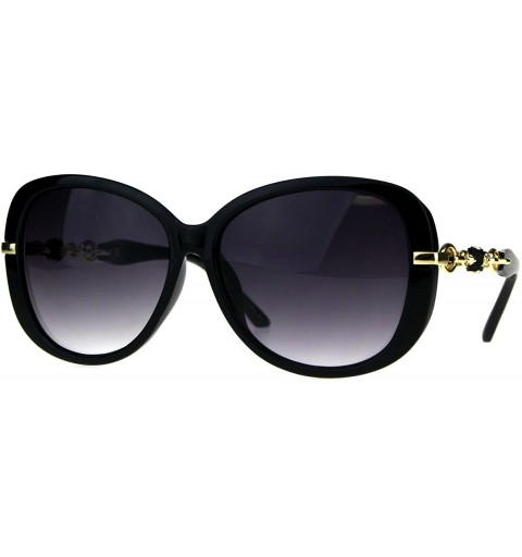 Square Womens Classy Fashion Sunglasses Rose Chain Decor Temple UV 400 - Black - CT180XTOTA2 $14.56