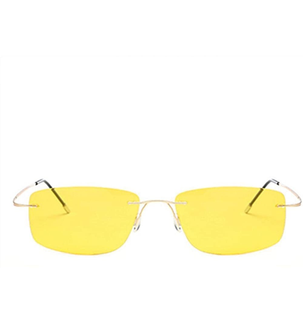 Aviator Titanium Rimless Sunglasses Polarized Men Super Thin Frameless Sun Black - Yellow - CT18XE0YQ87 $21.29