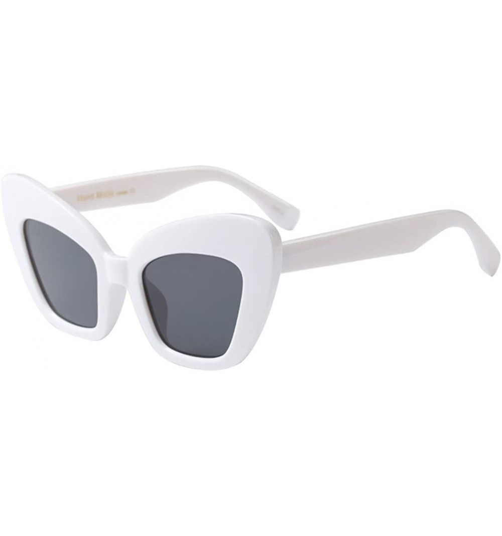 Wayfarer Light and Comfotable Womens Sunglasses Cats Eye Nice Looking Perfect Summer - White - C018G7AYR2Q $7.81