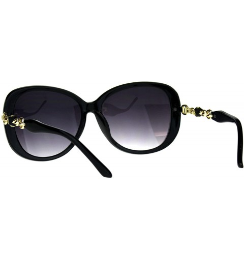 Square Womens Classy Fashion Sunglasses Rose Chain Decor Temple UV 400 - Black - CT180XTOTA2 $14.56