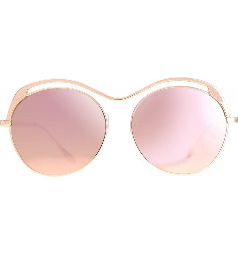 Round Fashion Top Metal Round Mirrored Lens bridgeless sunglasses - Gift Box Packaged - 02-gold - CC18Y38SN24 $12.50