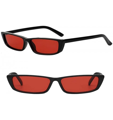 Rectangular Neptune Free's - Small Rectangle Sunglasses - Black Frame + Red Lens - CE18ALORXKM $26.46