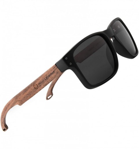 Aviator Sunglasses For Men With Polarized Lens Handmade Bamboo Sunglasses For Men&Women - A Walnut Black - CG185DTOOIA $22.01